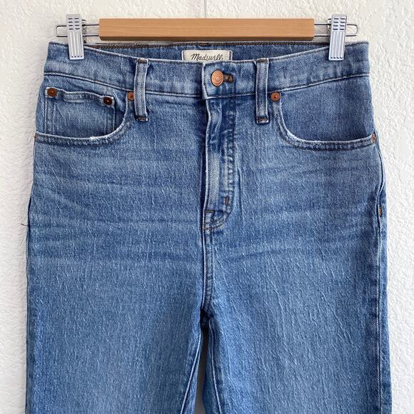 Madewell Classic Straight Jean Crop High Rise Medium Light Wash Denim - Picture 5 of 14